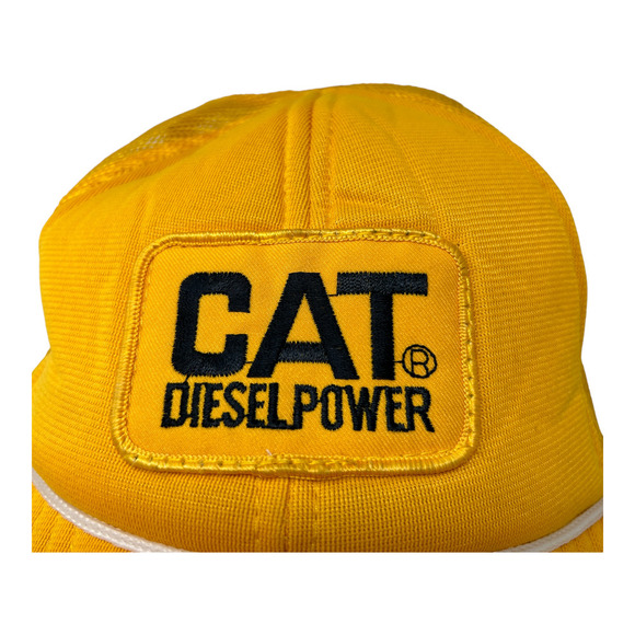 Vintage CAT Diesel Power SnapBack Truckers Style Hat Yellow with White Rope Mesh - Picture 3 of 11